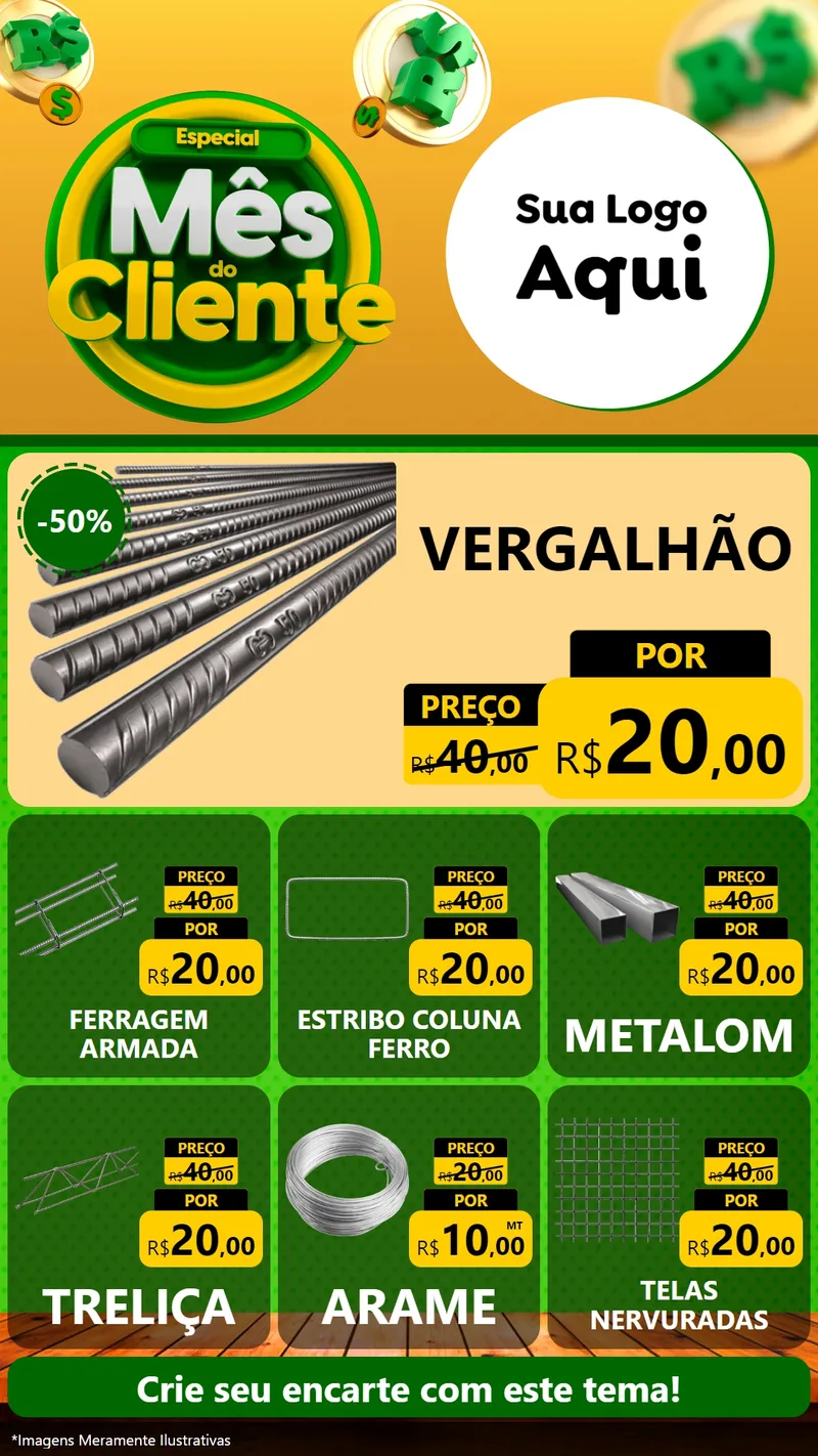 Modelo de Rede Social para Stories com o tema Especial Mês do Cliente para Ferragens