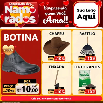 Modelo de Rede Social para Feed Facebook com o tema Especial Dia dos Namorados para Agropecuária