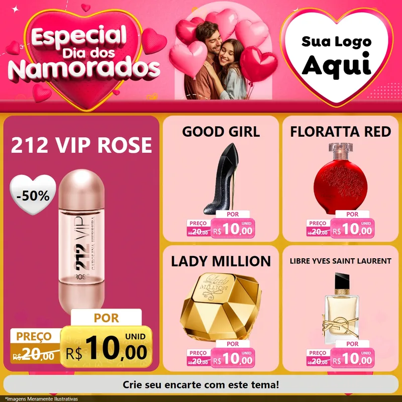 Modelo de Rede Social para Feed Facebook com o tema Especial Dia dos Namorados para Perfumes