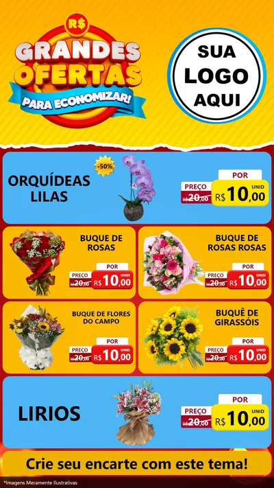 Modelo de TV para TV Vertical com o tema Grandes Ofertas Para Economizar! para Floricultura e jardim
