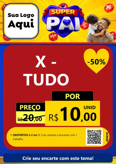 Modelo de Cartaz para Cartaz A4 Vertical com o tema Super Pai para Hamburgueria