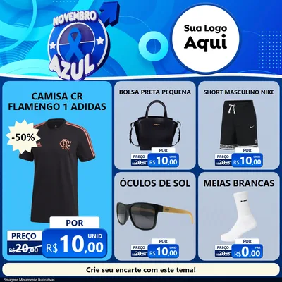Modelo de Rede Social para Feed Facebook com o tema Novembro Azul para Roupas e acessórios
