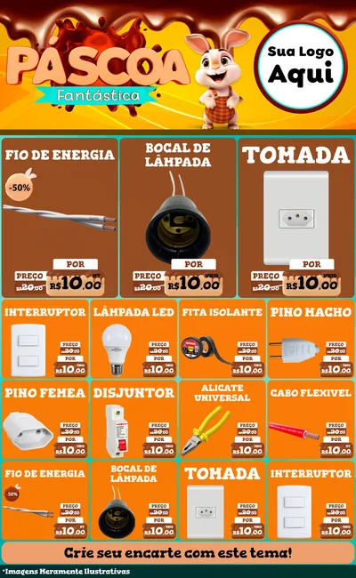 Modelo de Encarte para Encarte Grande com o tema Páscoa Fantástica para Materiais Elétricos