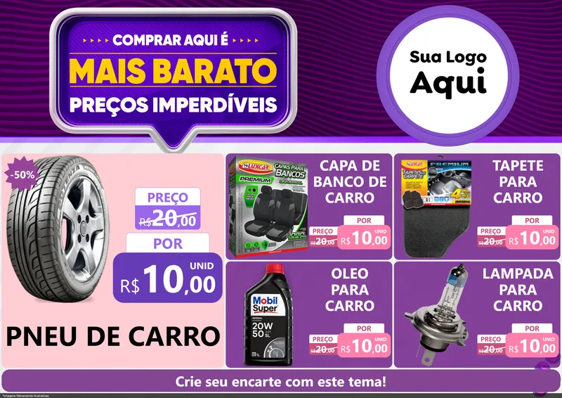 Modelo de Encarte para Encarte A4 Horizontal com o tema Mais Barato para Auto peças