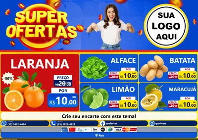 Modelo de Encarte para Encarte A4 Horizontal com o tema Super Ofertas para Hortifrúti