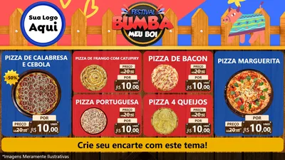 Modelo de TV para TV Horizontal com o tema Festival Bumba Meu Boi para Pizzaria