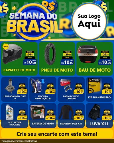Modelo de Rede Social para Feed Instagram com o tema Semana Do Brasil para Moto peças