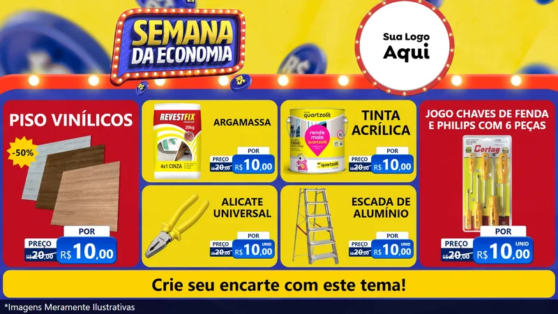 Modelo de TV para TV Horizontal com o tema Semana da Economia para Material para Construção