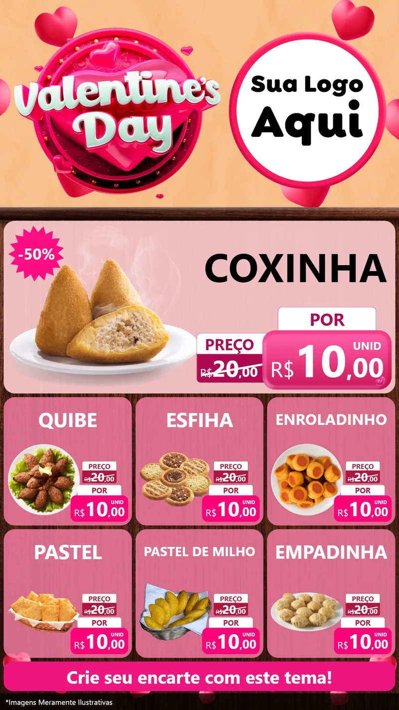 Modelo de Rede Social para Stories com o tema Valentine's Day para Salgadaria