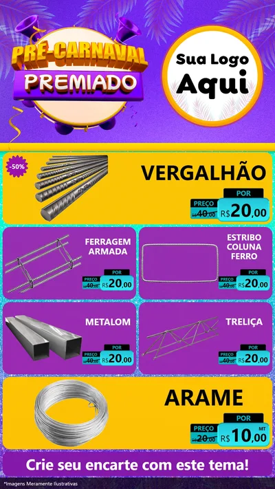 Modelo de TV para TV Vertical com o tema Pré-Carnaval Premiado para Ferragens