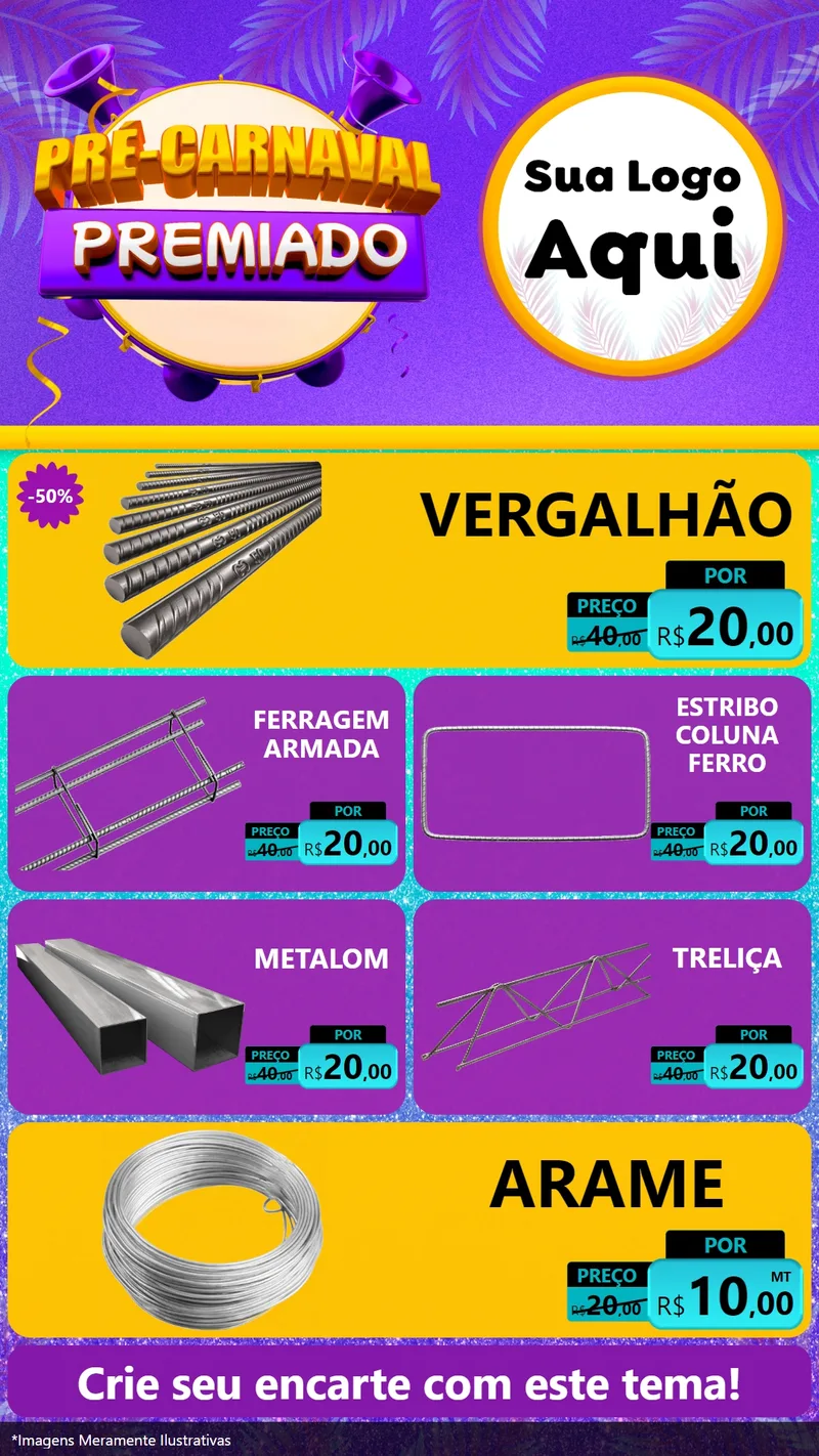 Modelo de TV para TV Vertical com o tema Pré-Carnaval Premiado para Ferragens