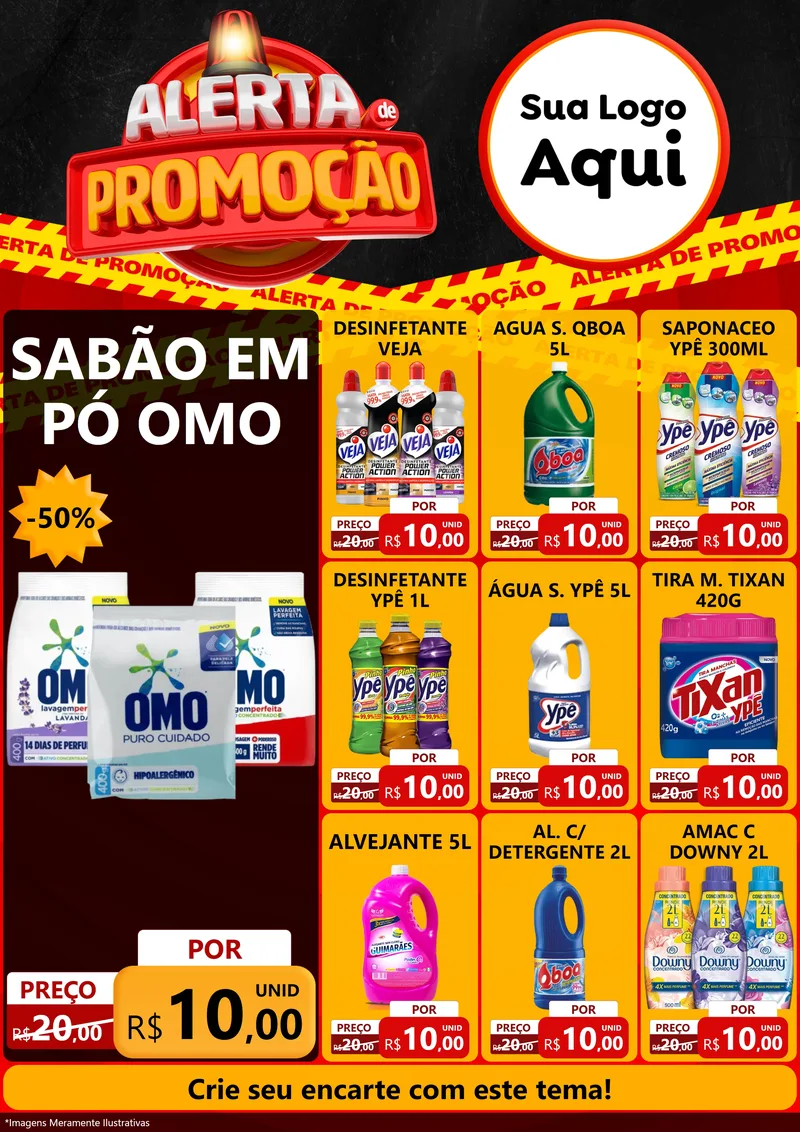 Modelo de Encarte para Encarte A4 Vertical com o tema Alerta de Promoção para Produtos de Limpeza