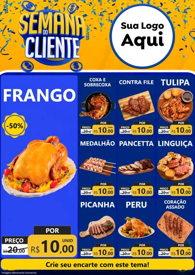 Modelo de Encarte para Encarte A4 Vertical com o tema Semana do Cliente para Assados