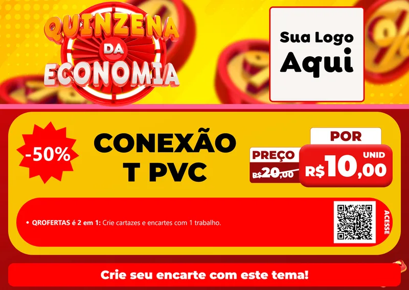 Modelo de Cartaz para Cartaz A4 Horizontal com o tema Quinzena Da Economia para Tubos e conexões