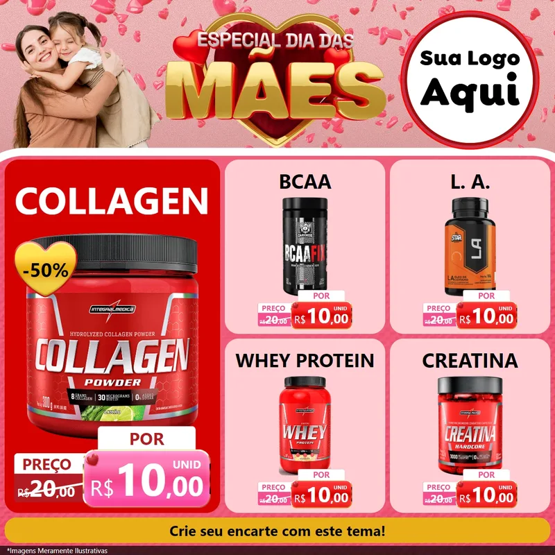 Modelo de Rede Social para Feed Facebook com o tema Especial Dia Das Mães para Suplementos alimentares