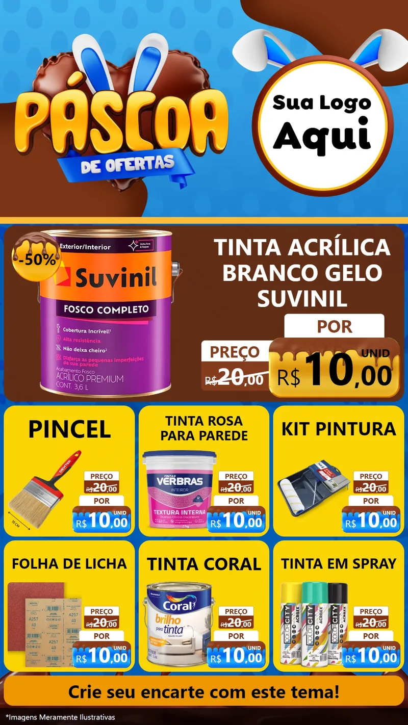 Modelo de Rede Social para Stories com o tema Páscoa de Ofertas para Tintas e Ferramentas