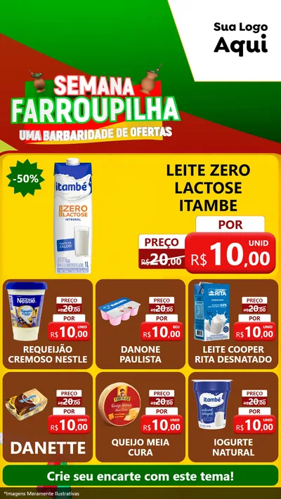 Modelo de Rede Social para Stories com o tema Semana Farroupilha - Uma Barbaridade de Ofertas para Frios e Laticínios