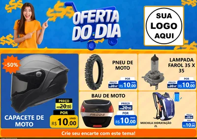 Modelo de Encarte para Encarte A4 Horizontal com o tema Oferta do Dia para Moto peças