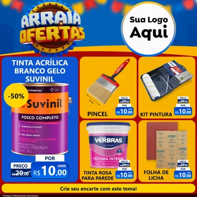 Modelo de Rede Social para Feed Facebook com o tema Arraiá de Ofertas - Junina para Tintas e Ferramentas