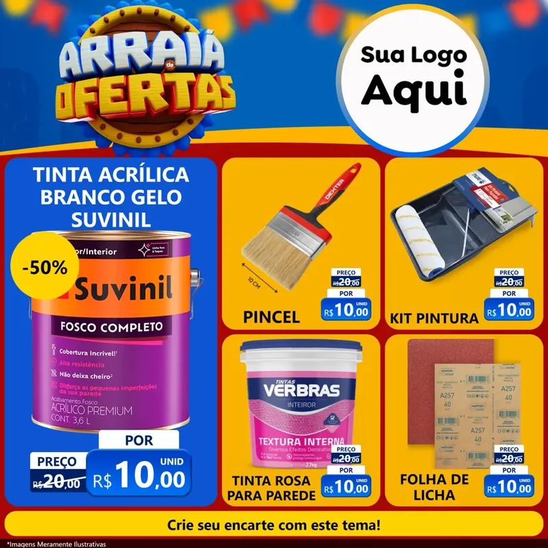 Modelo de Rede Social para Feed Facebook com o tema Arraiá de Ofertas - Junina para Tintas e Ferramentas
