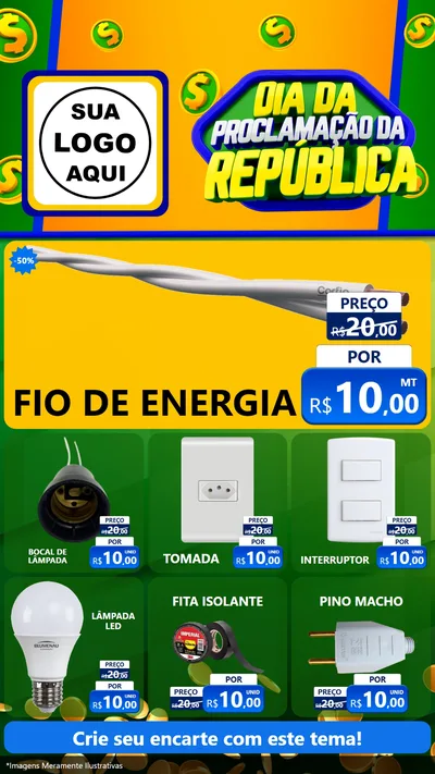 Modelo de Rede Social para Stories com o tema Dia Da Proclamação da República para Materiais Elétricos