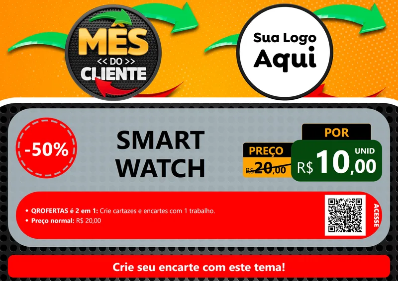 Modelo de Cartaz para Cartaz A4 Horizontal com o tema Mês do Cliente para Informática