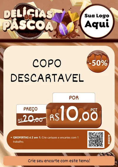 Modelo de Cartaz para Cartaz A4 Vertical com o tema Delícias de Páscoa para Embalagens