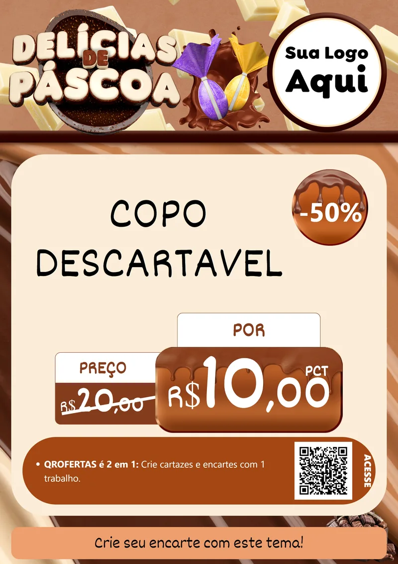 Modelo de Cartaz para Cartaz A4 Vertical com o tema Delícias de Páscoa para Embalagens