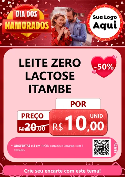 Modelo de Cartaz para Cartaz A4 Vertical com o tema Dia Dos Namorados para Frios e Laticínios