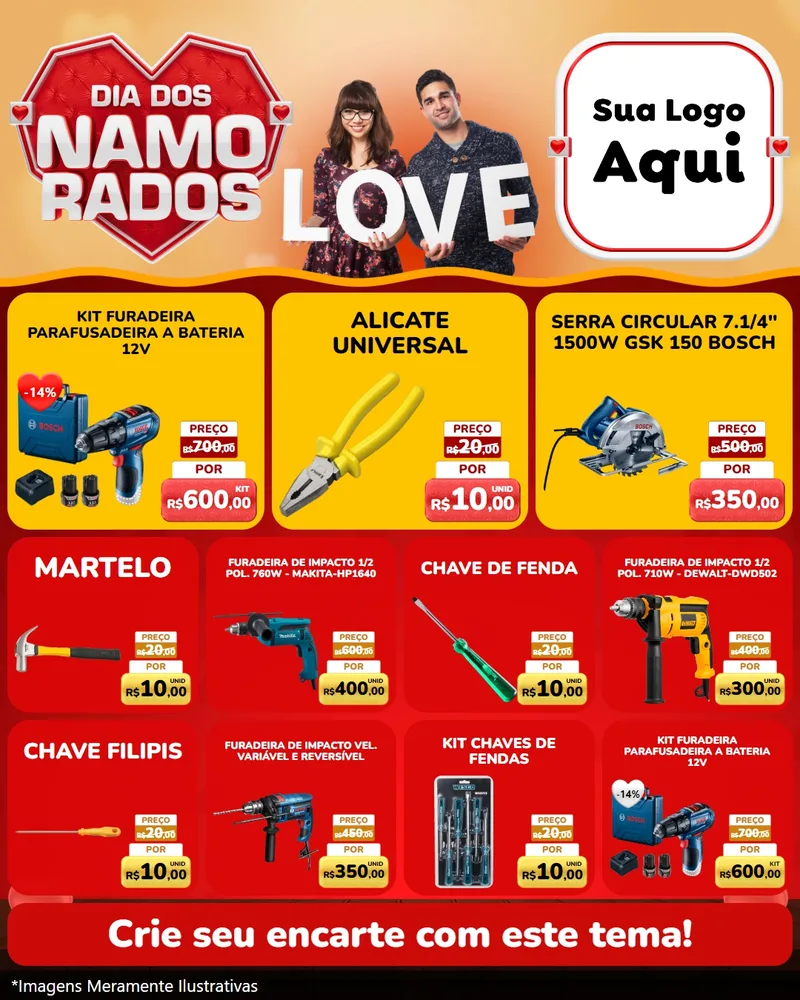 Modelo de Rede Social para Feed Instagram com o tema Dia dos Namorados para Maquinas e Ferramentas