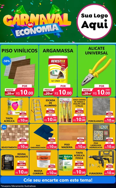Modelo de Encarte para Encarte Grande com o tema Carnaval da Economia para Material para Construção