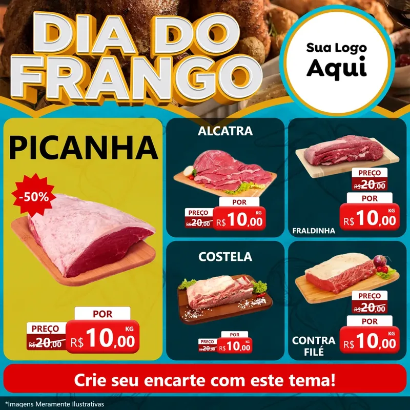 Modelo de Rede Social para Feed Facebook com o tema Dia Do Frango para Açougue