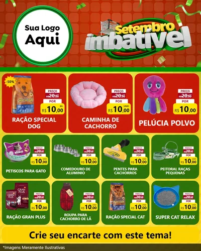 Modelo de Rede Social para Feed Instagram com o tema Setembro Imbatível para Pet Shop