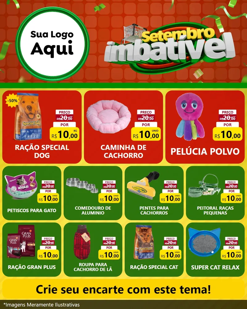 Modelo de Rede Social para Feed Instagram com o tema Setembro Imbatível para Pet Shop