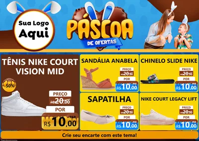 Modelo de Encarte para Encarte A4 Horizontal com o tema Páscoa de Ofertas para Calçados