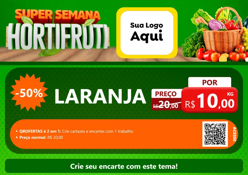 Modelo de Cartaz para Cartaz A4 Horizontal com o tema Super Semana Hortifrúti para Hortifrúti