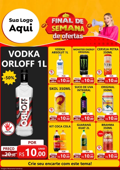 Modelo de Encarte para Encarte A4 Vertical com o tema Final de Semana de Ofertas para Distribuidora de bebidas