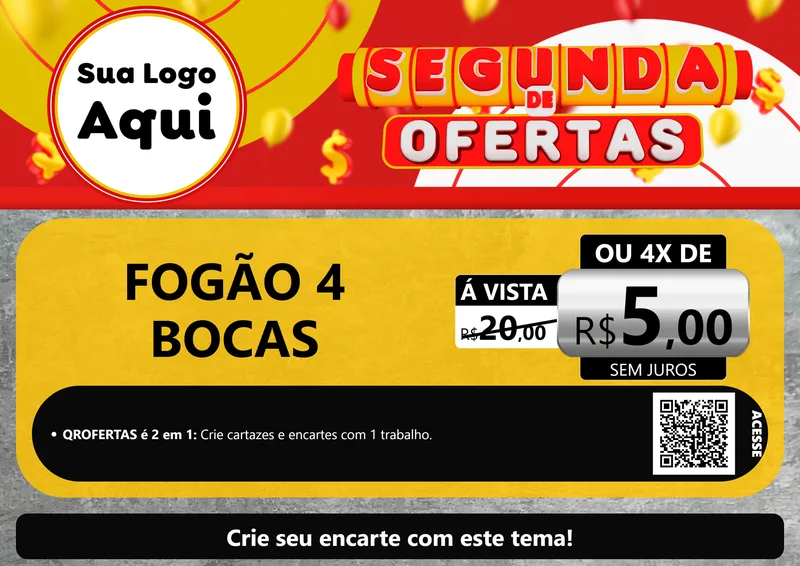 Modelo de Cartaz para Cartaz A4 Horizontal com o tema Segunda de Ofertas para Móveis e Eletro