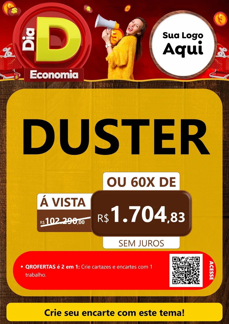 Modelo de Cartaz para Cartaz A4 Vertical com o tema Dia D Economia para Concessionaria de Carros