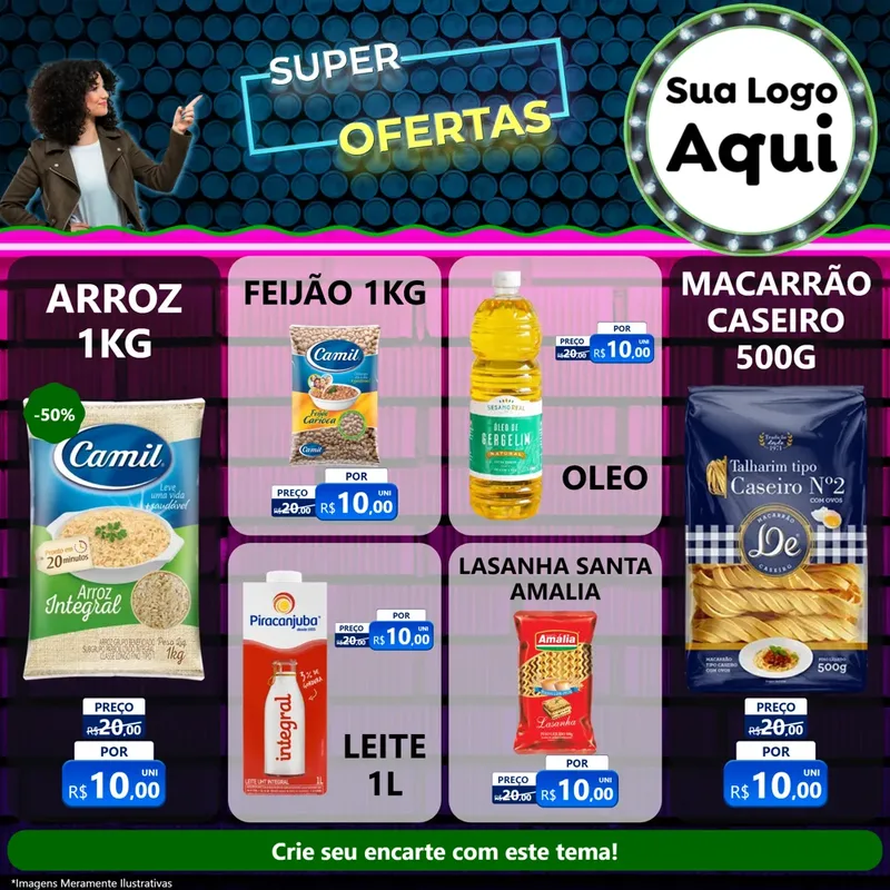 Modelo de Rede Social para Feed Facebook com o tema Super Ofertas para Supermercado