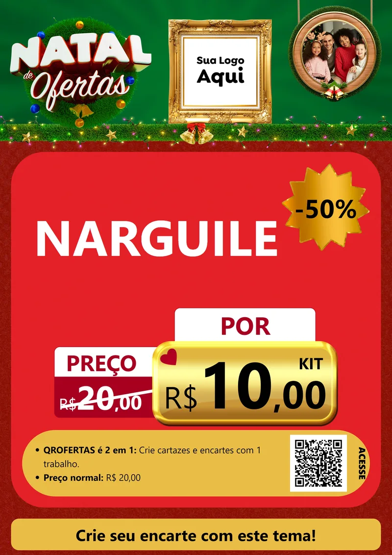 Modelo de Cartaz para Cartaz A4 Vertical com o tema Natal de Ofertas para Tabacaria