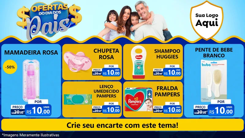 Modelo de TV para TV Horizontal com o tema Ofertas do Dia dos Pais para Bebês