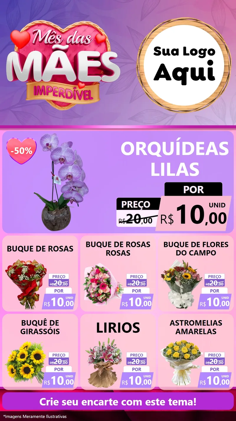Modelo de Rede Social para Stories com o tema Mês das Mães Imperdível para Floricultura e jardim