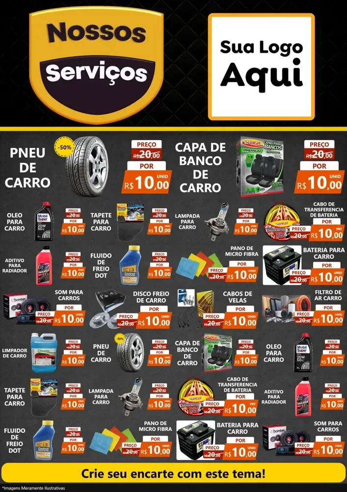 Modelo de Encarte para Encarte A4 Vertical com o tema Nossos Serviços para Auto peças