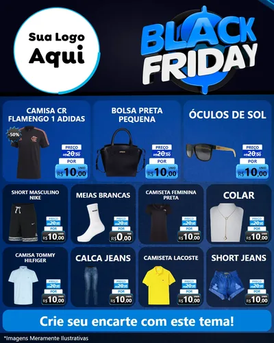 Modelo de Rede Social para Feed Instagram com o tema Black Friday para Roupas e acessórios