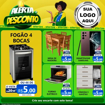 Modelo de Rede Social para Feed Facebook com o tema Alerta de Desconto para Móveis e Eletro