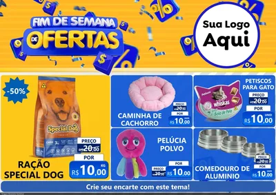 Modelo de Encarte para Encarte A4 Horizontal com o tema Fim de Semana de Ofertas para Pet Shop