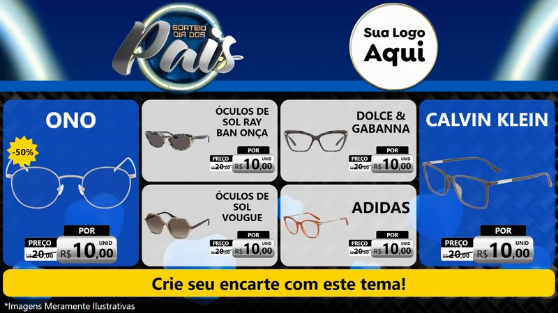 Modelo de TV para TV Horizontal com o tema Sorteio Dia Dos Pais para Óticas