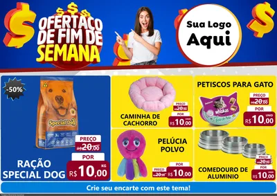 Modelo de Encarte para Encarte A4 Horizontal com o tema Ofertaço de Fim de Semana para Pet Shop