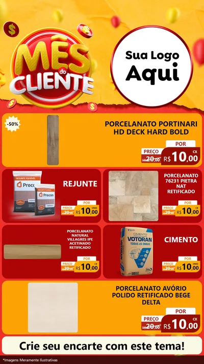 Modelo de TV para TV Vertical com o tema Mês do Cliente para Pisos e revestimentos